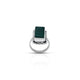 Elegant Sterling Silver Ring with Green Royal Square Design