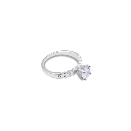 Sterling Silver Simulated Diamond Solitaire Ring for Girls