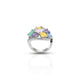 Close-up of a 92.5 silver girls' ring with a mix of colorful stones, offering a bright and cheerful accessory.