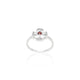 Elegant silver ring with a specific red gemstone, offering a rich and luxurious design