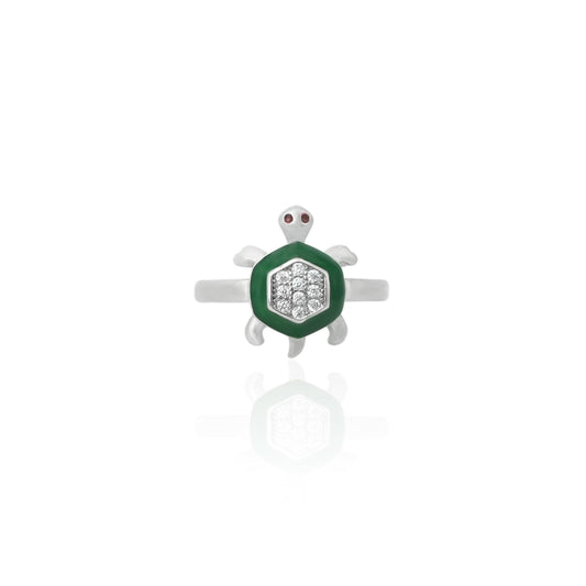 Sterling Silver Cute Lucky Tortoise Ring for Girls