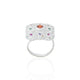 Elegant silver ring with a simple flower design and zircon-colored accents