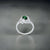 Silver Oval Shape Green Stone Flower Design Ring for Girls