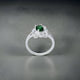 Silver Oval Shape Green Stone Flower Design Ring for Girls