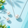 Silver Pearl Stud Earrings with Matching Pearl Pendant Necklace