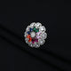 Silver Colourful Floral Ring