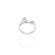 Close-up of a sparkling 925 silver love script ring for women, elegantly crafted.