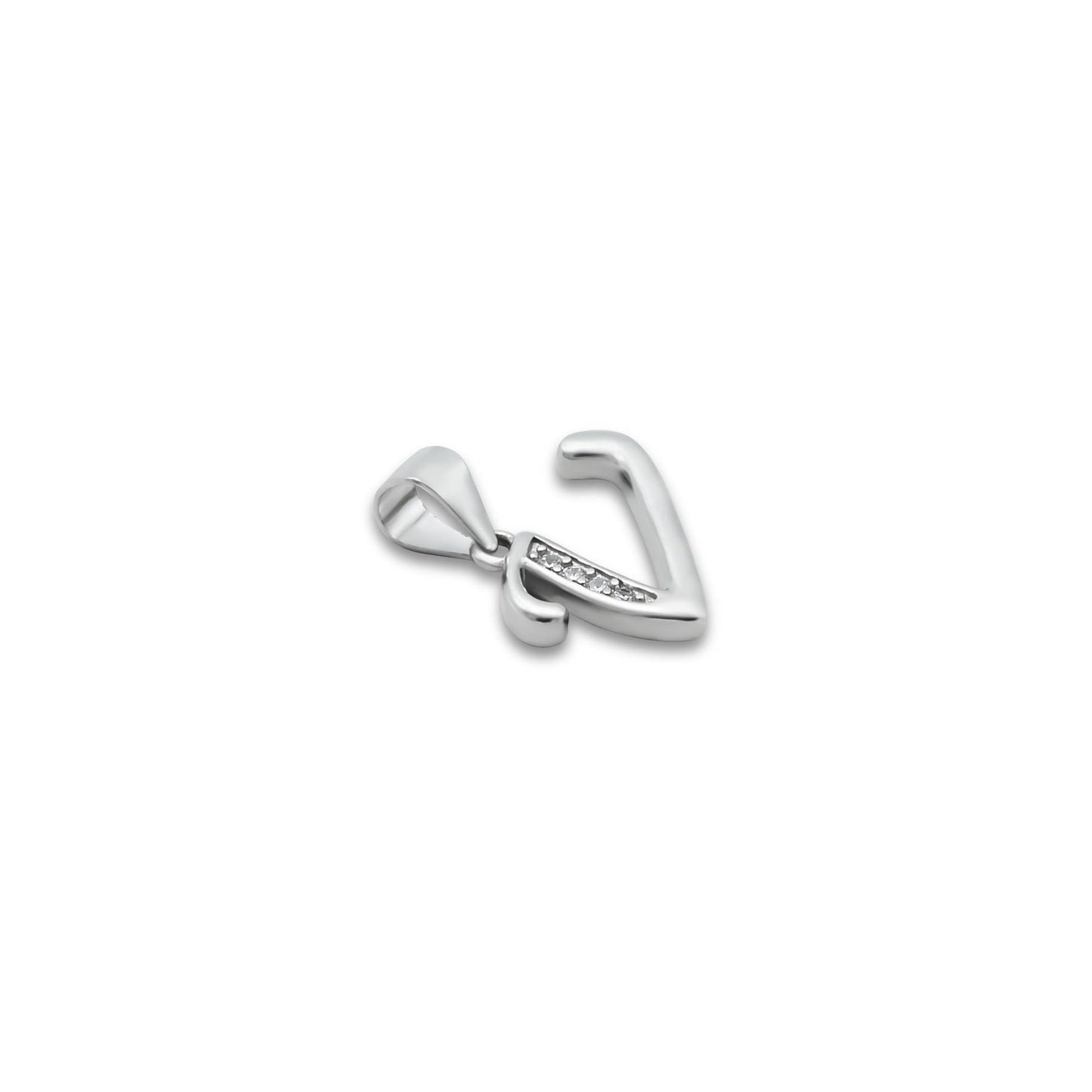 Stylish 'V' letter pendant in pure 925 silver for modern elegance