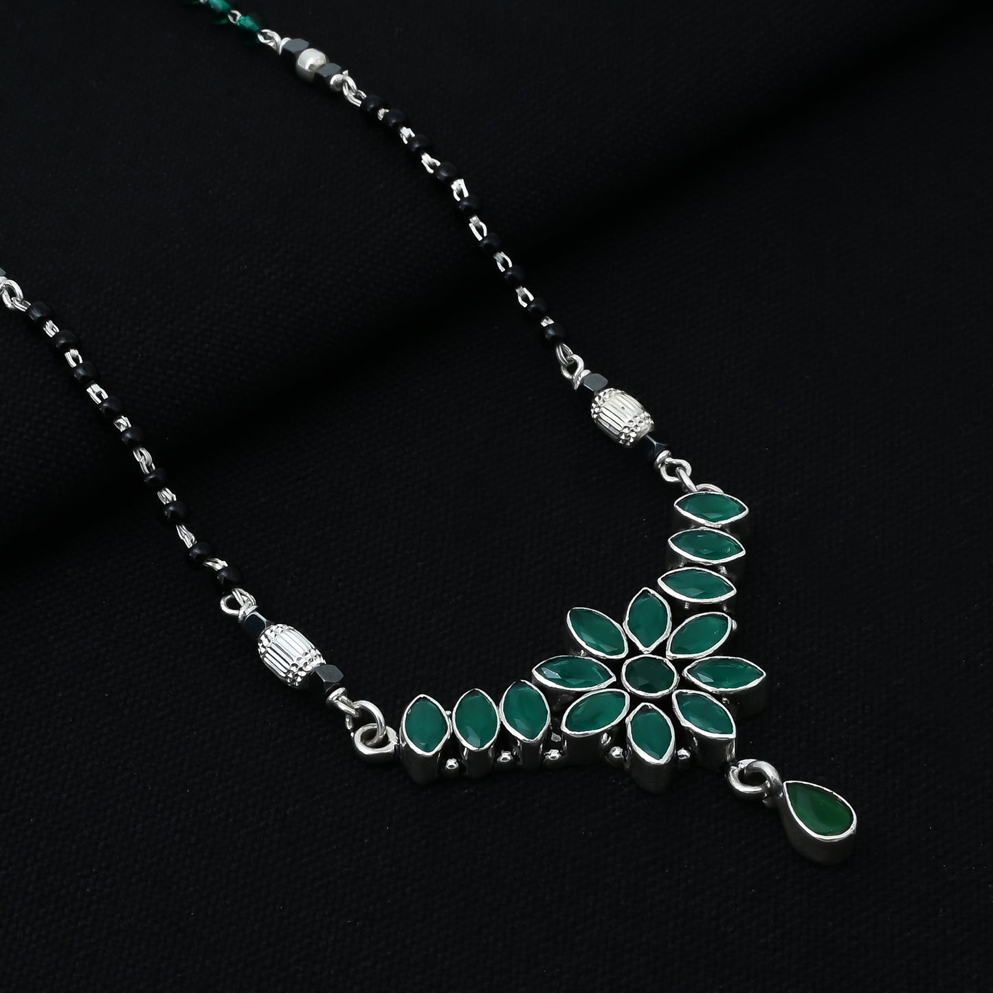 Sophisticated sterling silver mangalsutra for ladies, designed with nature-inspired accents