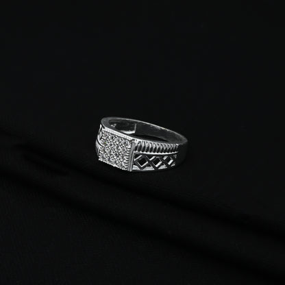 Silver Sturdy Mix Designer CZ Ring for Men