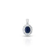 Silver Blue Oval Shape Gem Stone with CZ Gem stone Border Pendant for Girls