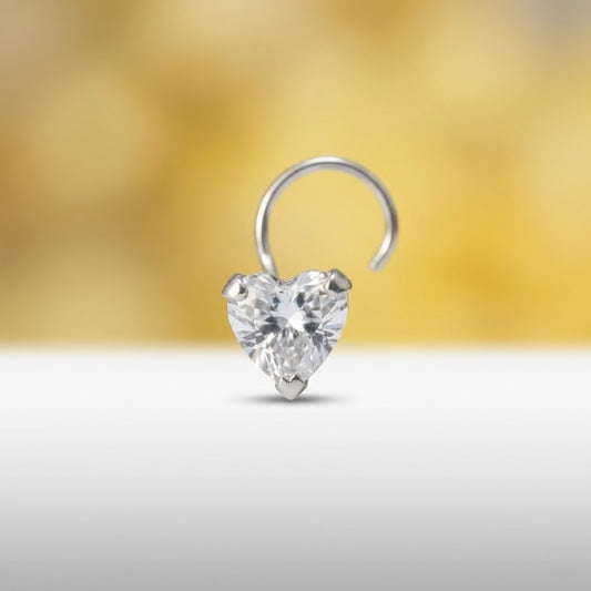 Heart Shape Diamond Nose Pin for Women