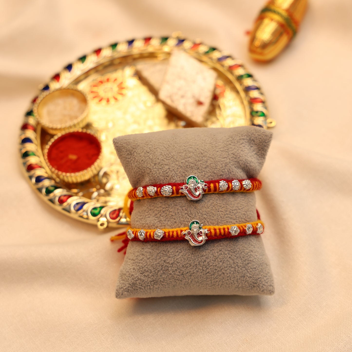 Blessed Ganpati Silver Rakhi