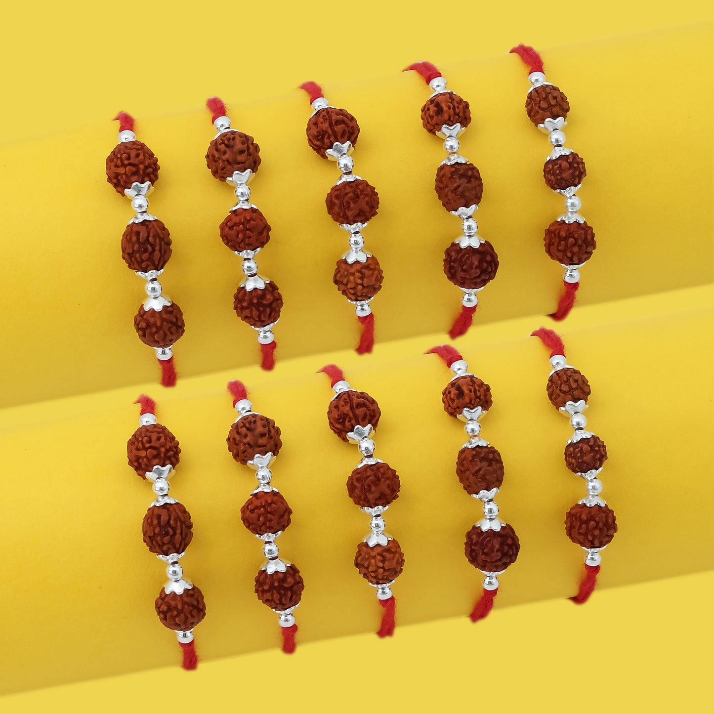 Trio Rudraksh Rakhi in Silver