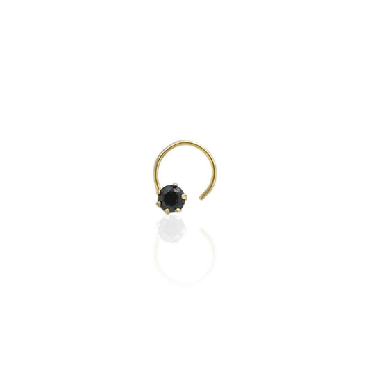 Beautiful Round Black Gem Gold Nosepin