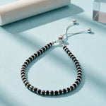 Black Beaded Silver Adjustable Bracelet