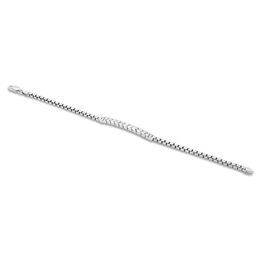 Sterling silver bracelet for him featuring a trendy zig-zag box chain design