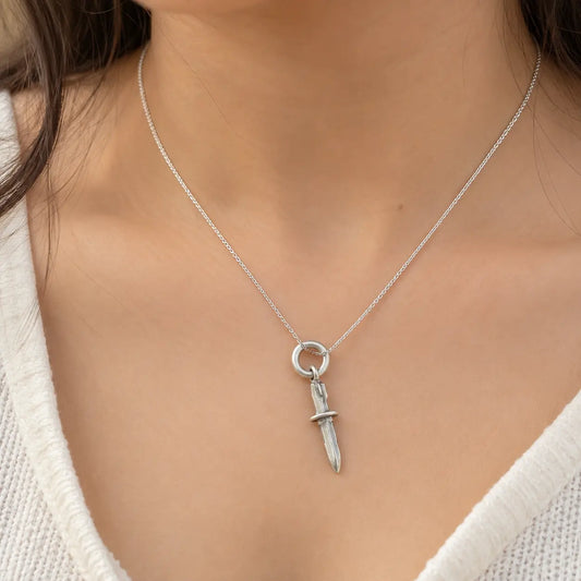 Silver Knife(chaku) Pendant With Chain