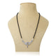 Silver mangalsutra for girls with a small purple gemstone and a half moon design