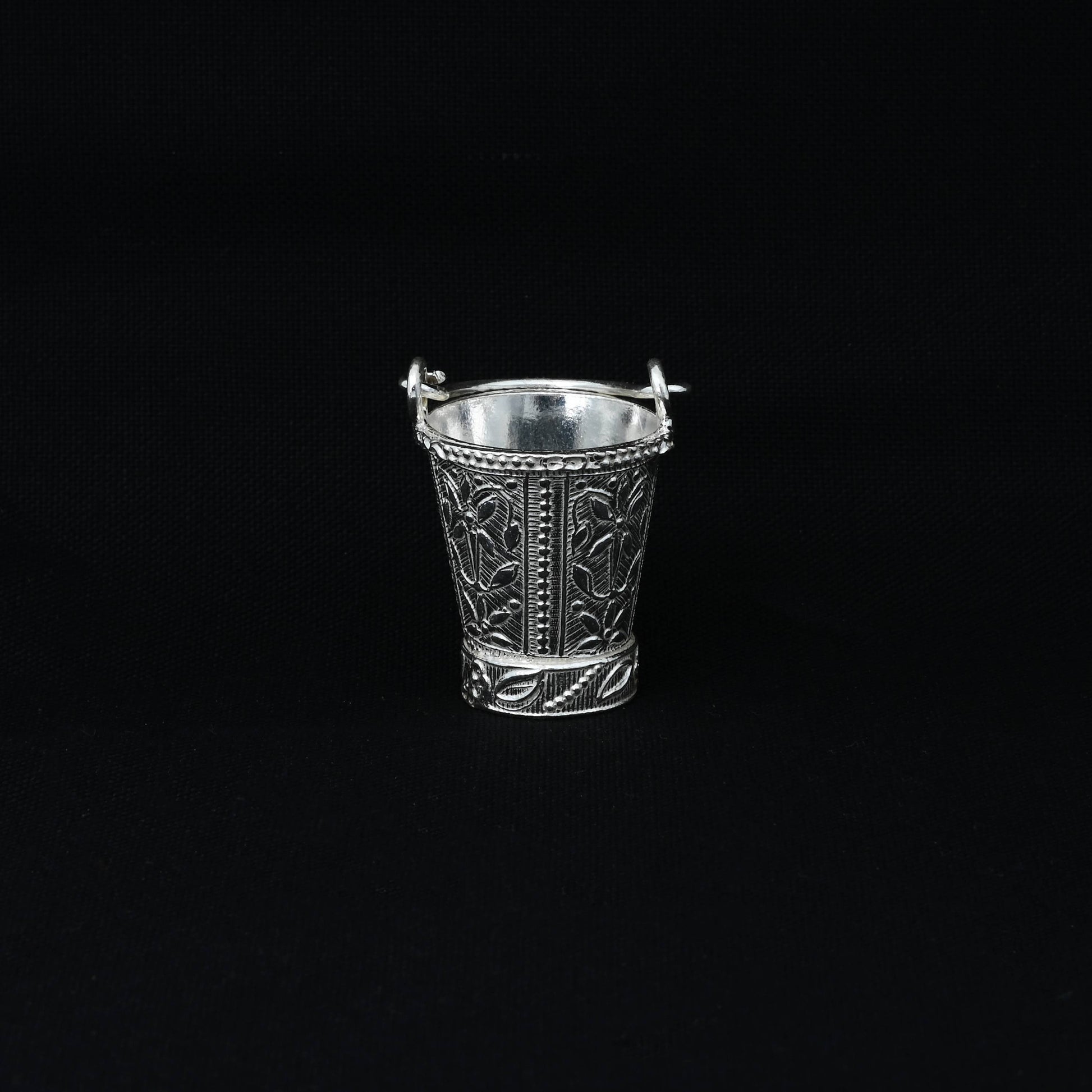 Precious silver mini bucket for Little Krishna, perfect for festive rituals