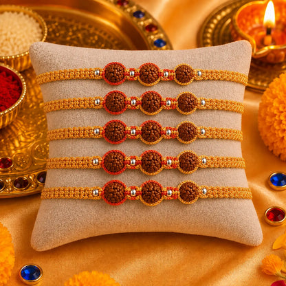 Trio Rudraksh Rakhi in Silver