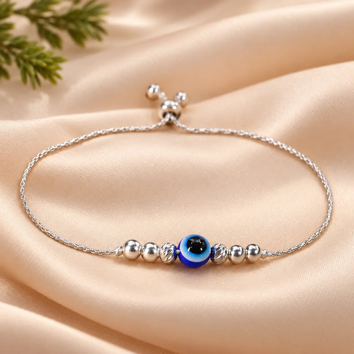 Silver Finish Evil Eye Bracelet for Girls & Women