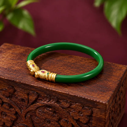 Gold Polish Premium Gajmukh Silver Bangles Multi-Color Edition