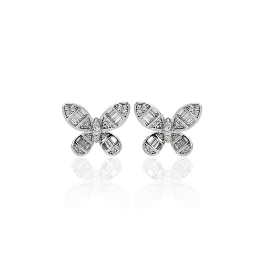 Silver "Gleaming Butterfly" Girls Earrings