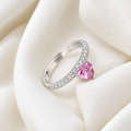 Blushing Beauty Silver Ring with Pink Heart
