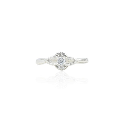 Silver ring featuring a classical solitaire design with a loop detail, offering a timeless and elegant look.