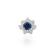 Silver ring featuring a floating blue flower design, creating a delicate and elegant look.