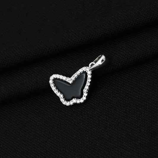 Silver Pendant with Butterfly Logo Accent