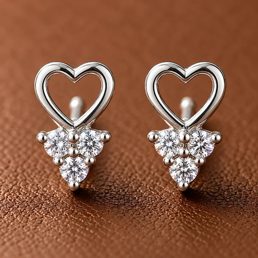 925 Silver Heart CZ Stud Earrings