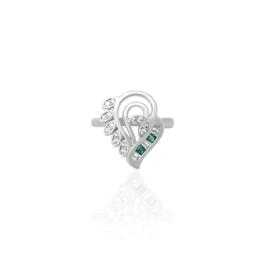 Sterling Silver 'Glittering Leaves' Ring for Girls