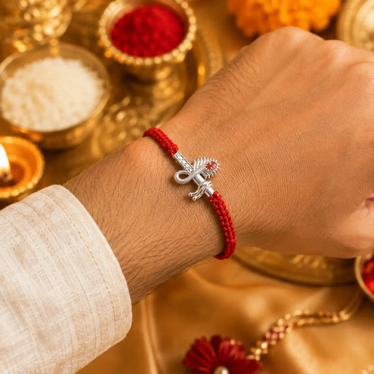 Krishna Flute Silver Rakhi for Brother