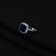 Sterling Silver Square Synthetic Blue Sapphire Ring for Girls