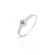 Elegant silver kada for girls with a vibrant orange four-leaf clover motif