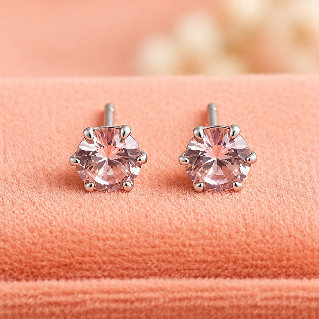 (2 Pcs Combo) Color Your Spark Round Stones Unisex Silver Earrings in Vibrant lung