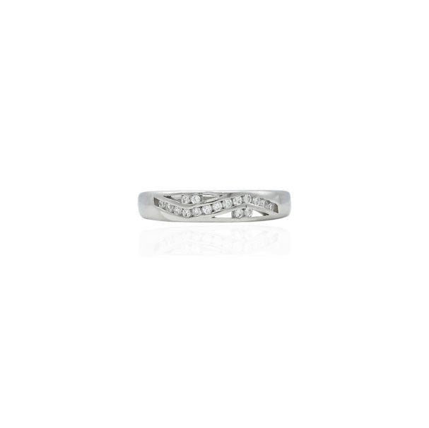 Silver ring featuring a sleek design with shiny, minimal gems, offering a subtle and elegant accessory