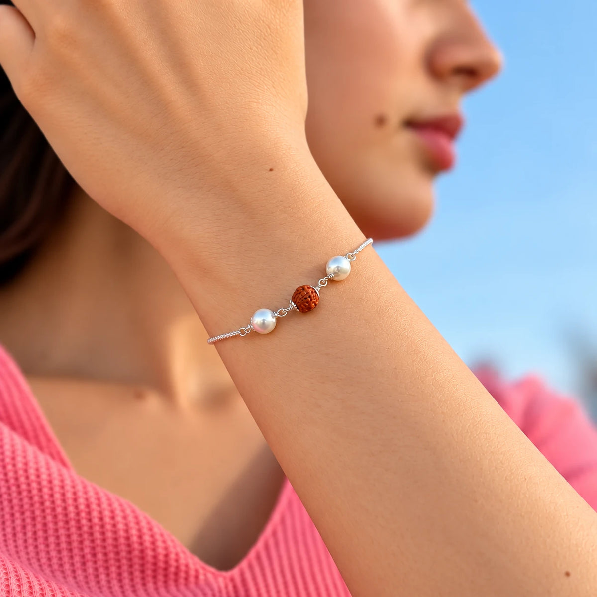 Silver Horseshoe Rudraksha Bracelet for Boys & Girls