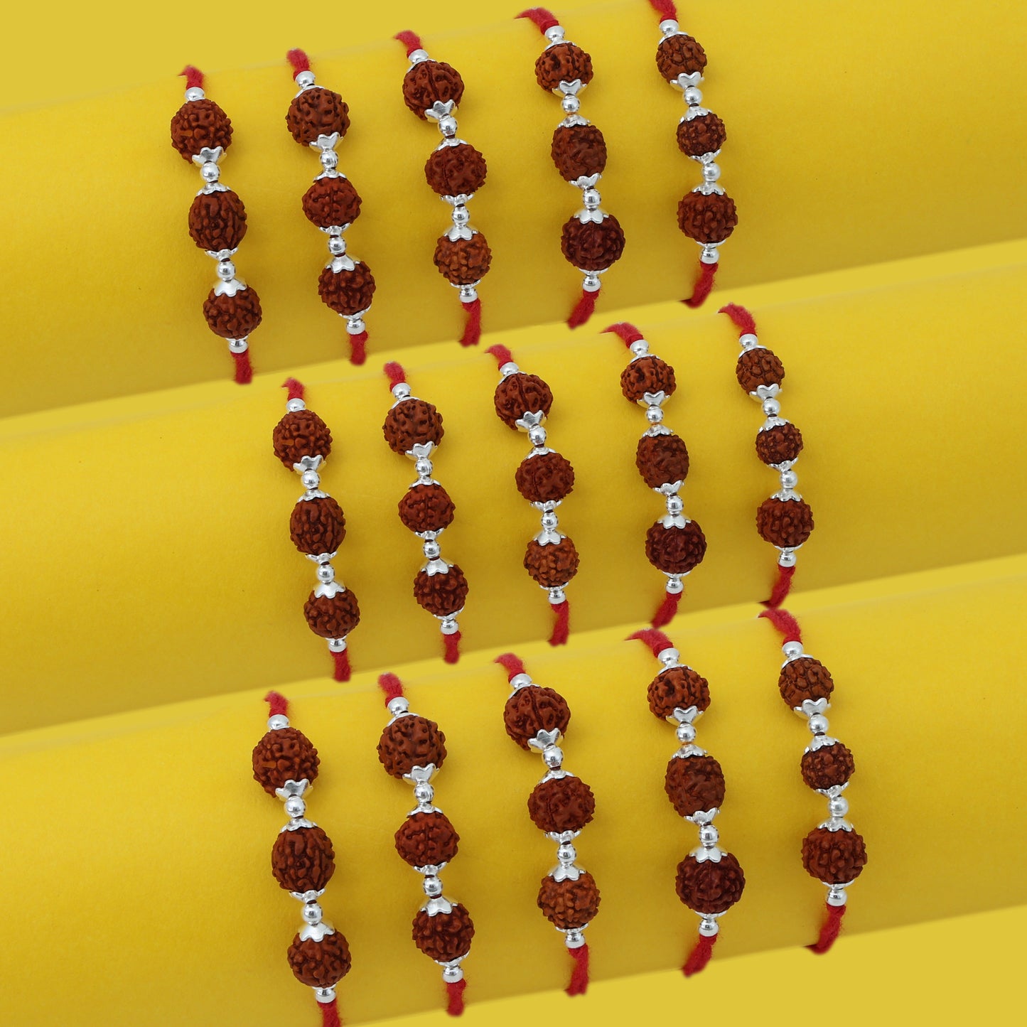 Trio Rudraksh Rakhi in Silver