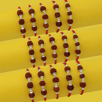 Trio Rudraksh Rakhi in Silver