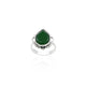 Elegant silver ring with a unique green crush motif.