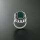 Sterling Silver Rectangle Green Color Stone Ring for Girls