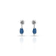 Silver Blue Oval Bead with Flower Design Earring for Girls