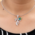 Silver Krishna Flute Pendant with Morpankh Design