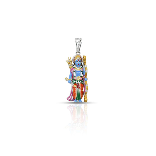 Sterling silver pendant featuring a colorful Ram Ji design for spiritual devotion