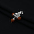 Charming silver pendant showcasing the 'ॐ नमः शिवाय' mantra with a Rudraksha bead for spiritual strength