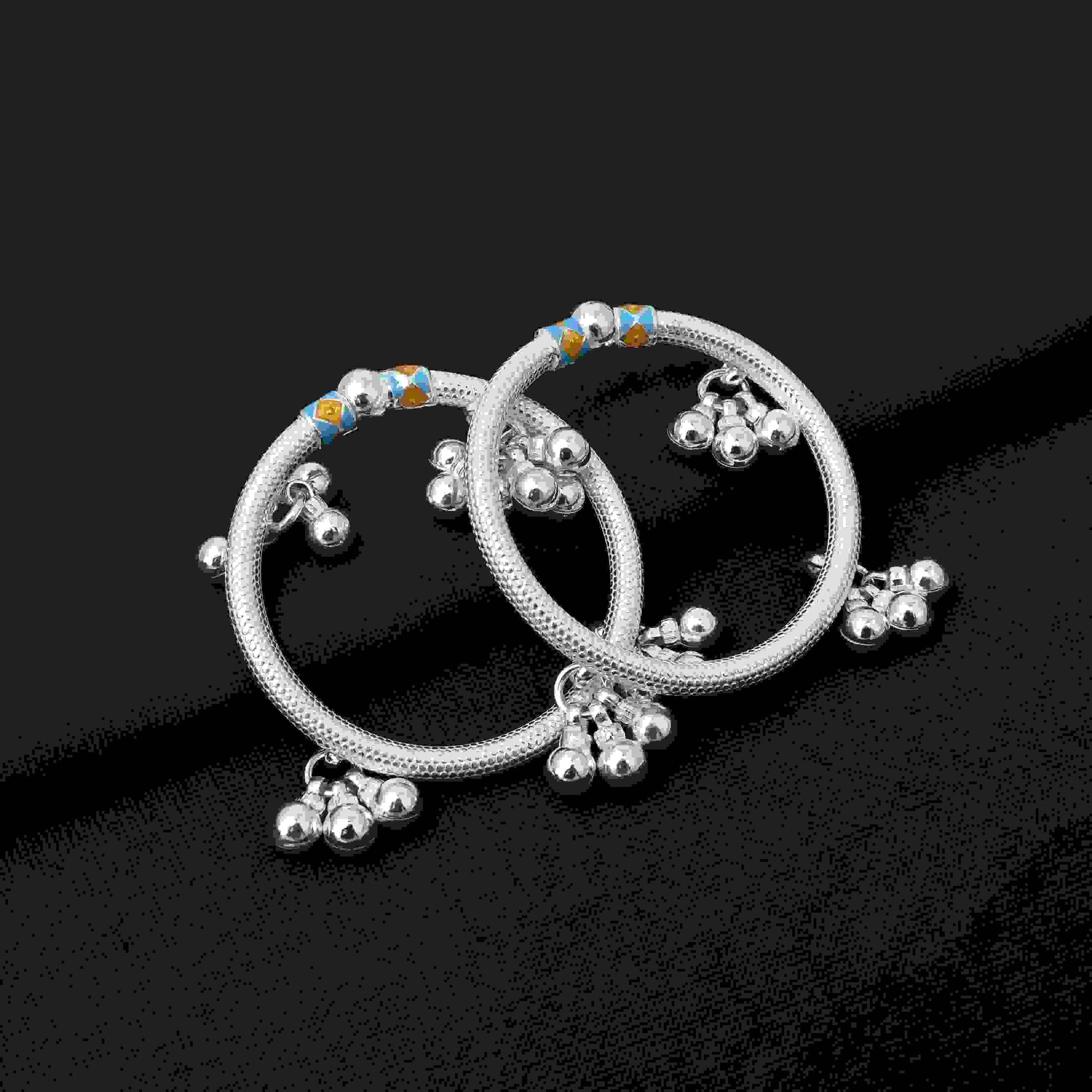 Silver Plain Design with Ghungroo Kada for Baby