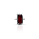 Sterling Silver Vintage Design with Rectangle Shape Red Gem Stone Ring for Girls